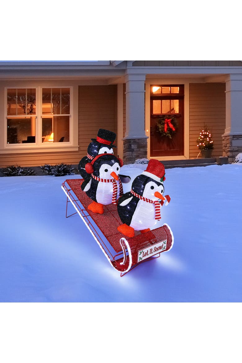 36 in. Animated Outdoor Sledding Buddies - Penguins, Alternate, color, Multicolor