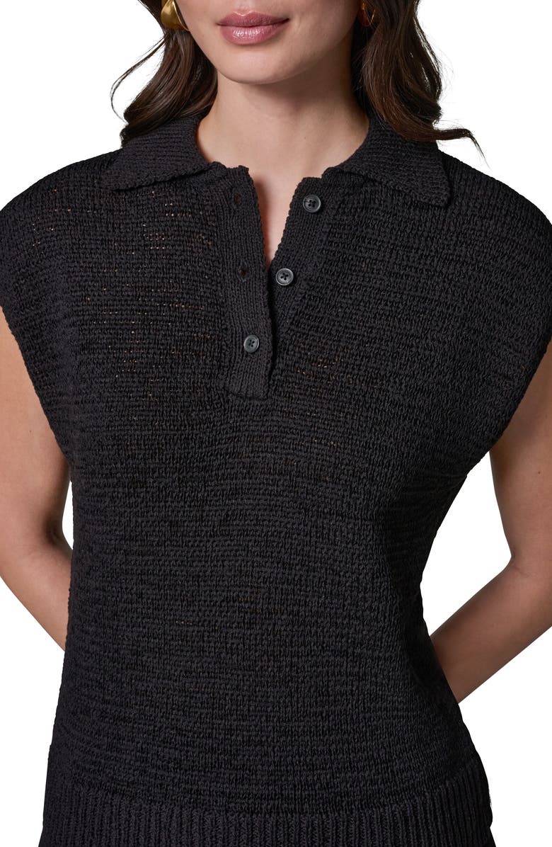 Donna Karan New York Sleeveless Polo Sweater, Alternate, color, Black