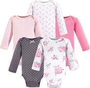 Hudson Baby Everyday Long-Sleeve Cotton Bodysuits Bundle of 5