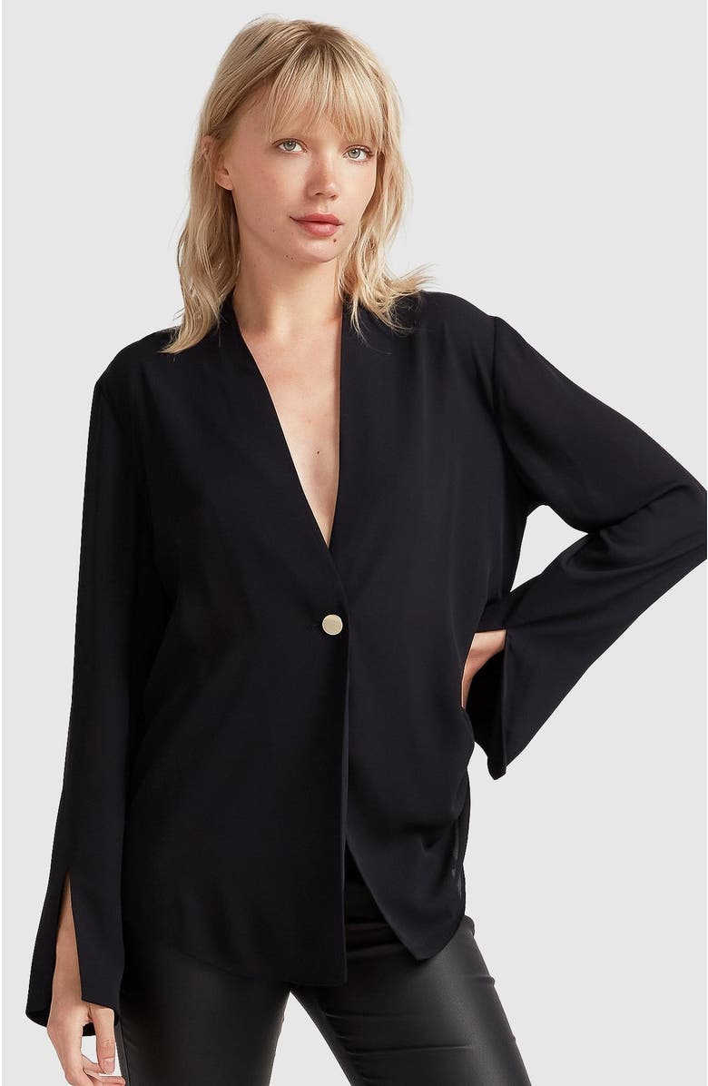 Belle & Bloom Sheer Genius Lightweight Blazer, Main, color, Black