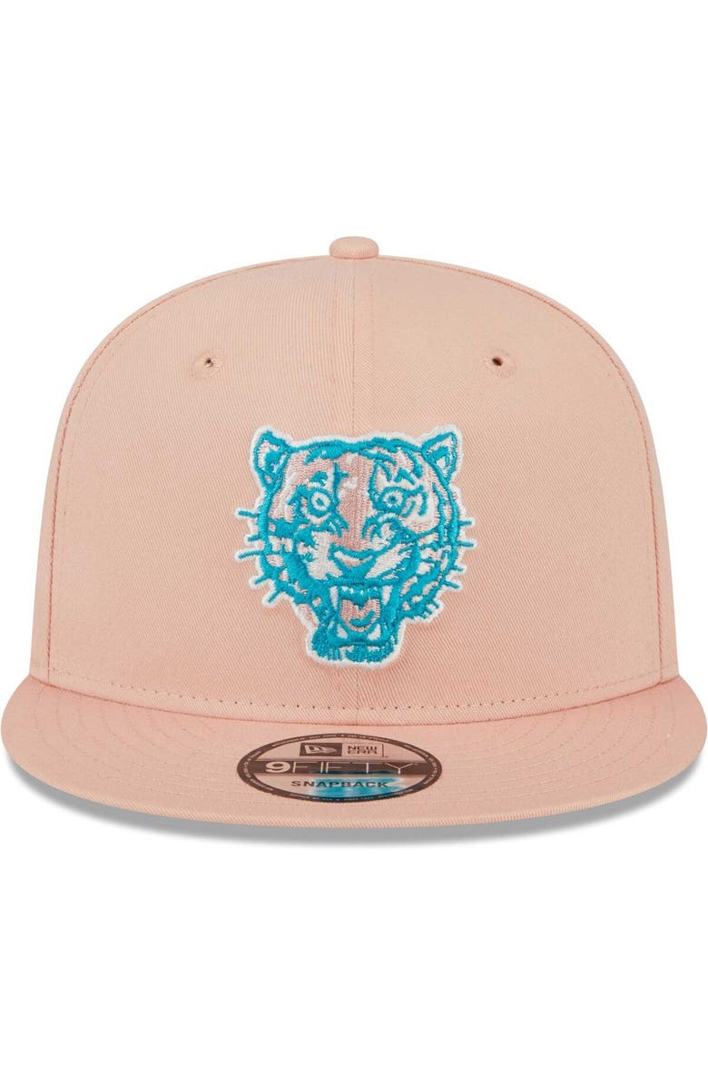 New Era Men's New Era Pink Detroit Tigers Sky Aqua Undervisor 9FIFTY Snapback Hat, Alternate, color,
