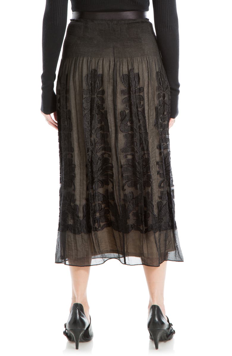 MAX STUDIO Floral Jacquard Overlay Midi Skirt, Alternate, color, Black/ Nude
