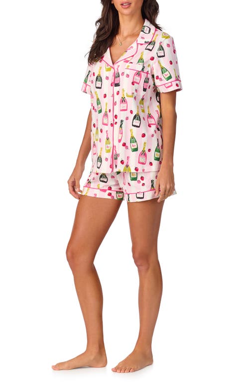 Bedhead Pajamas Printed Organic Cotton Jersey Shorty Pajama Set In Champagne Toast