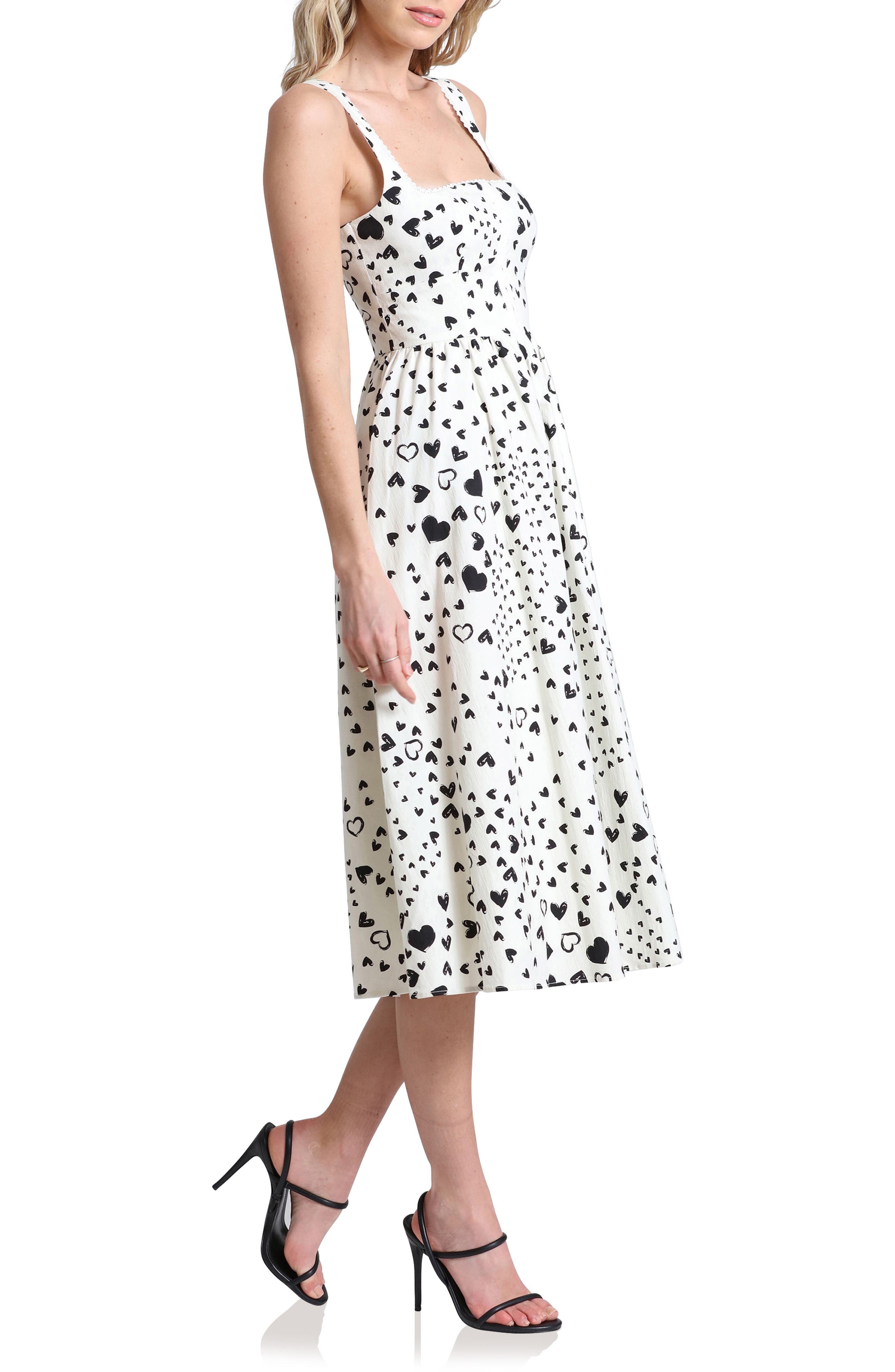 Avec Les Filles Heart Corset Midi Sundress (Women)