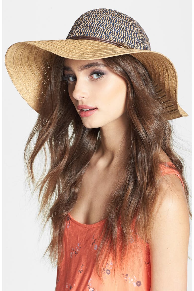 'Treasure Trove' Floppy Hat, Main, color, BLUE NATURAL