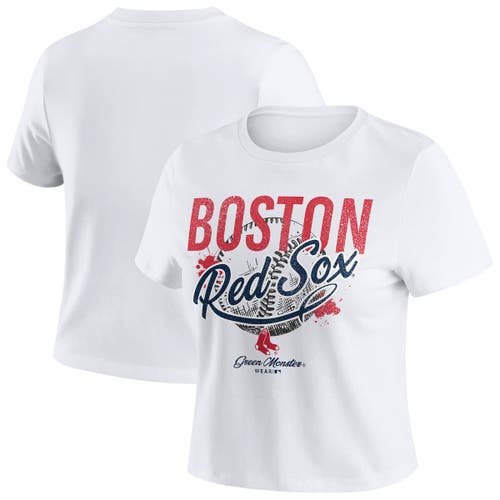 Wear By Erin Andrews White Boston Red Sox Distressed Cropped Baby T-shirt