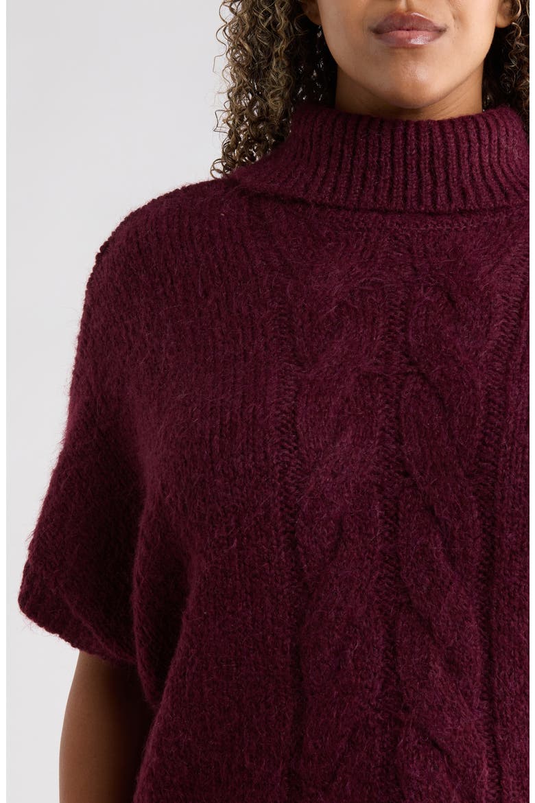 Dolman Sleeve Turtleneck Sweater, Alternate, color, WINE