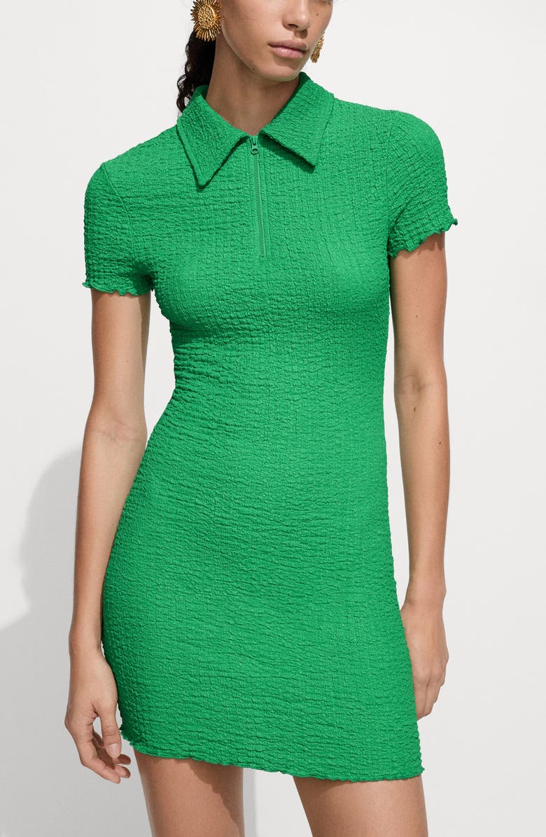 MANGO Textured Body-Con Polo Dress, Alternate, color, 