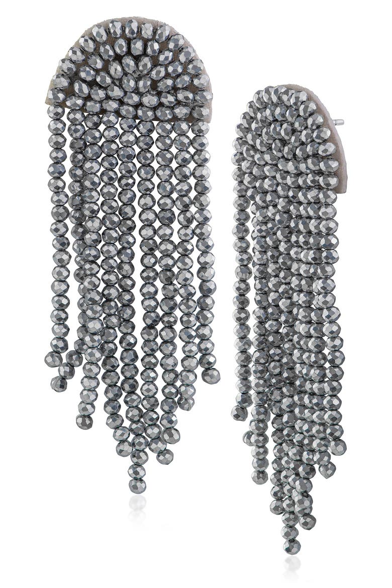 Beaded Waterfall Drop Earrings (Nordstrom Exclusive), Main, color, SILVER