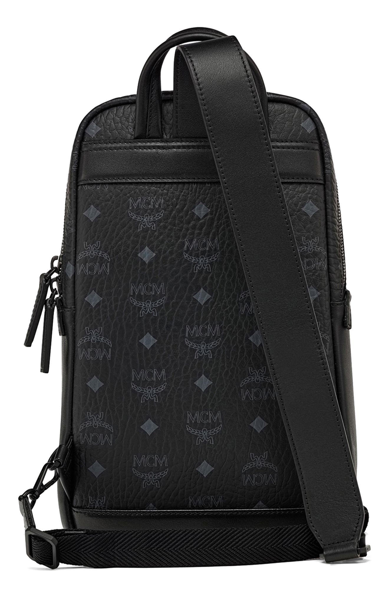 MCM Small Aren Coated Canvas Sling Bag, Alternate, color, 