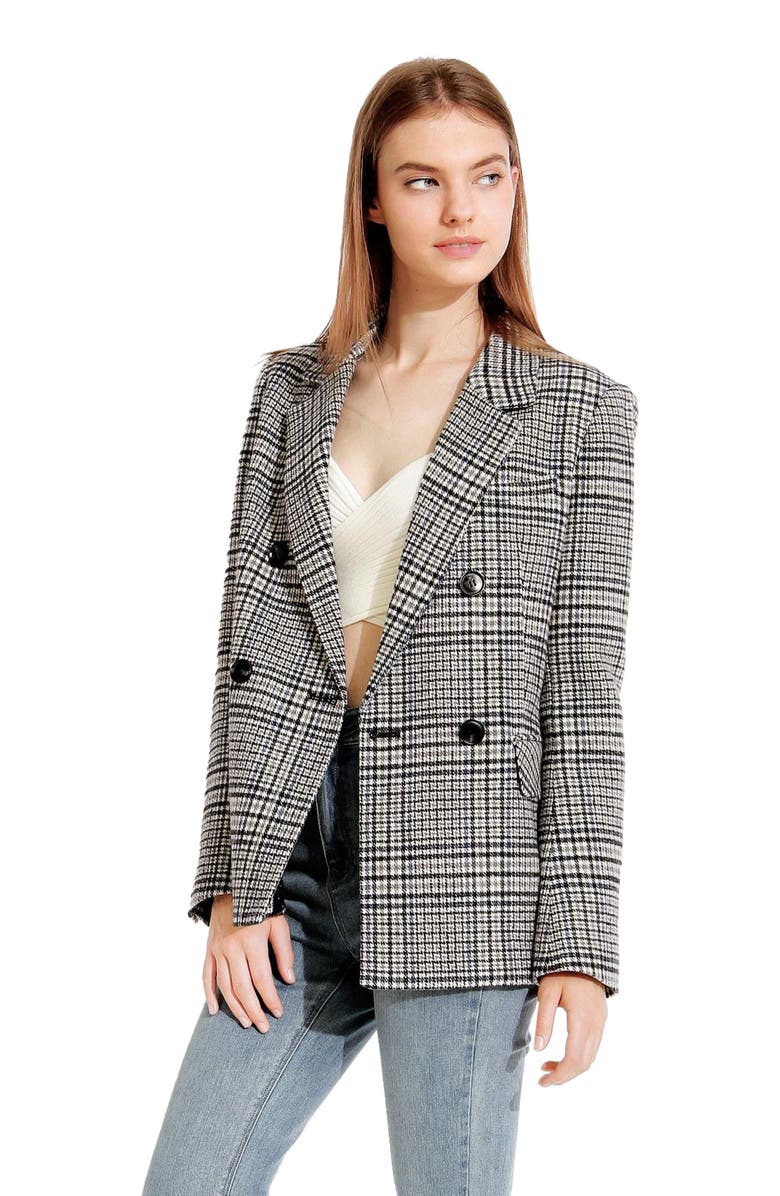 Belle & Bloom Piccadilly Wool Blend Plaid Blazer, Main, color, Grey