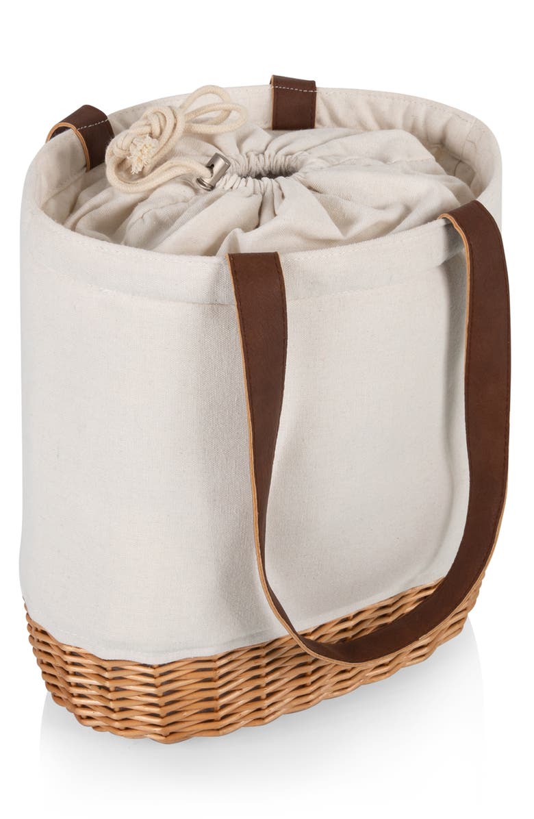 Picnic Time Pico Wicker & Canvas Insulated Lunch Tote Bag, Alternate, color, Beige