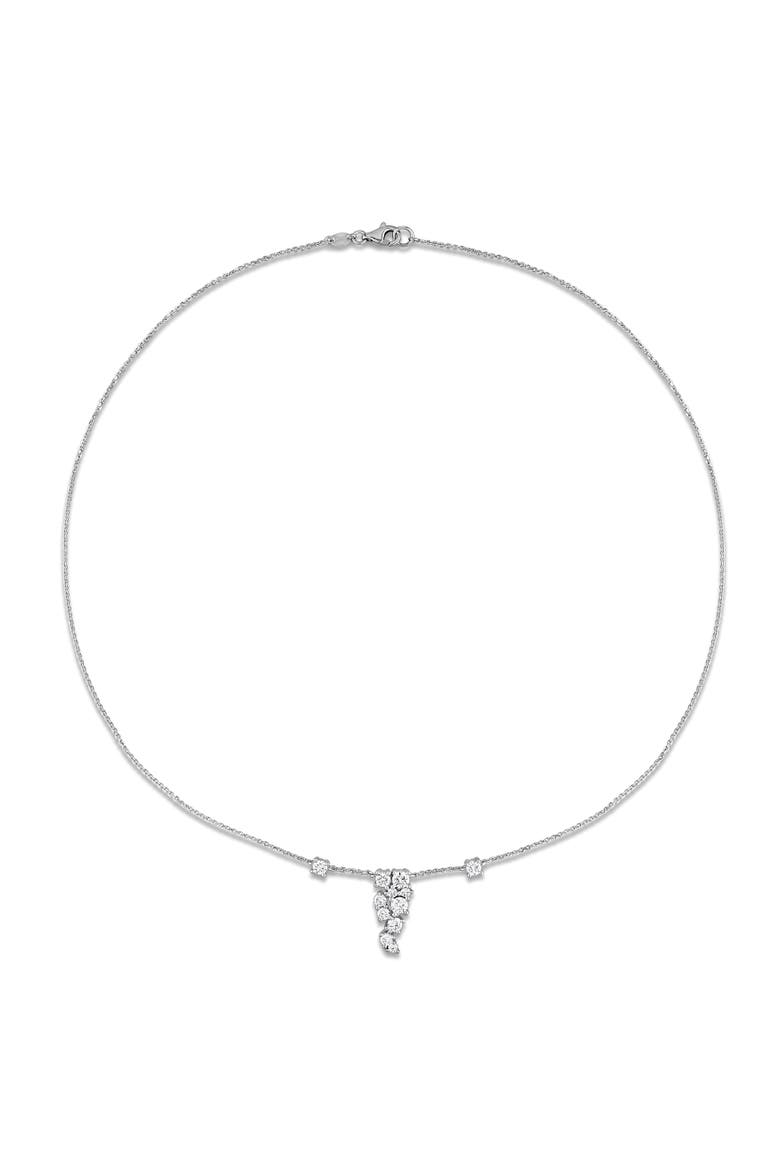 Lab-Grown Diamond Cluster Drop Necklace 14K, Alternate, color, White Gold