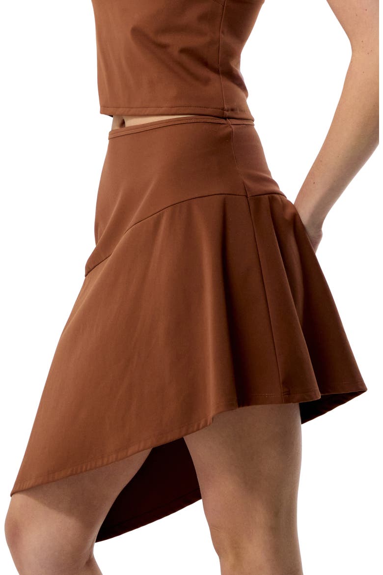Laila Asymmetric Skirt, Alternate, color, BROWN