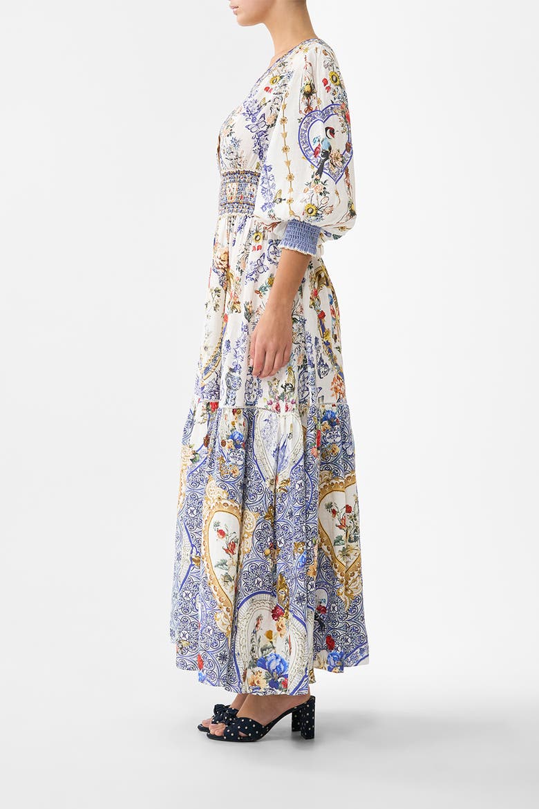 Shirred Waistband Long Dress, Alternate, color, The Pottery Parlour
