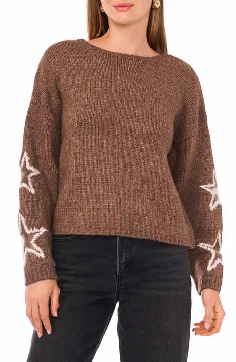 Halogen® Cozy Star Sleeve Sweater
