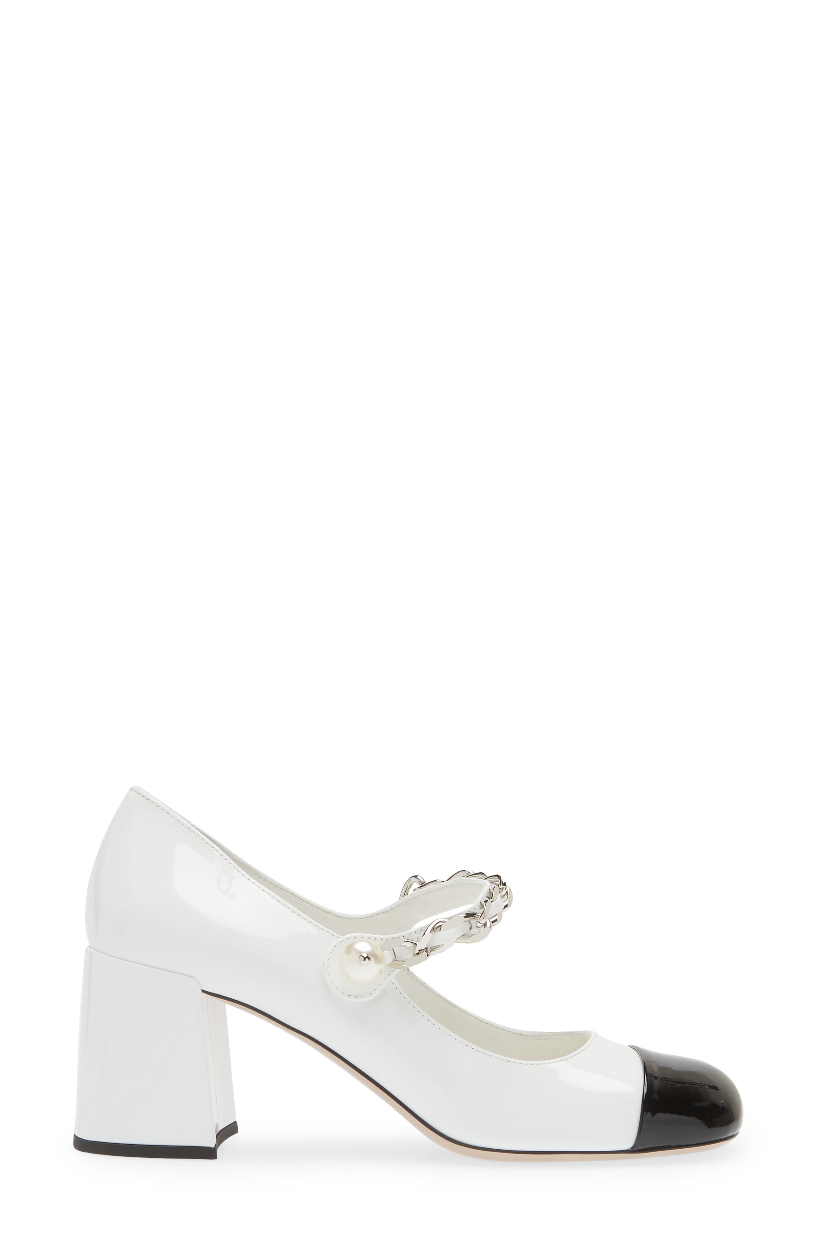 Miu Miu Chain Strap Mary Jane Pump, Alternate, color, White/ Black