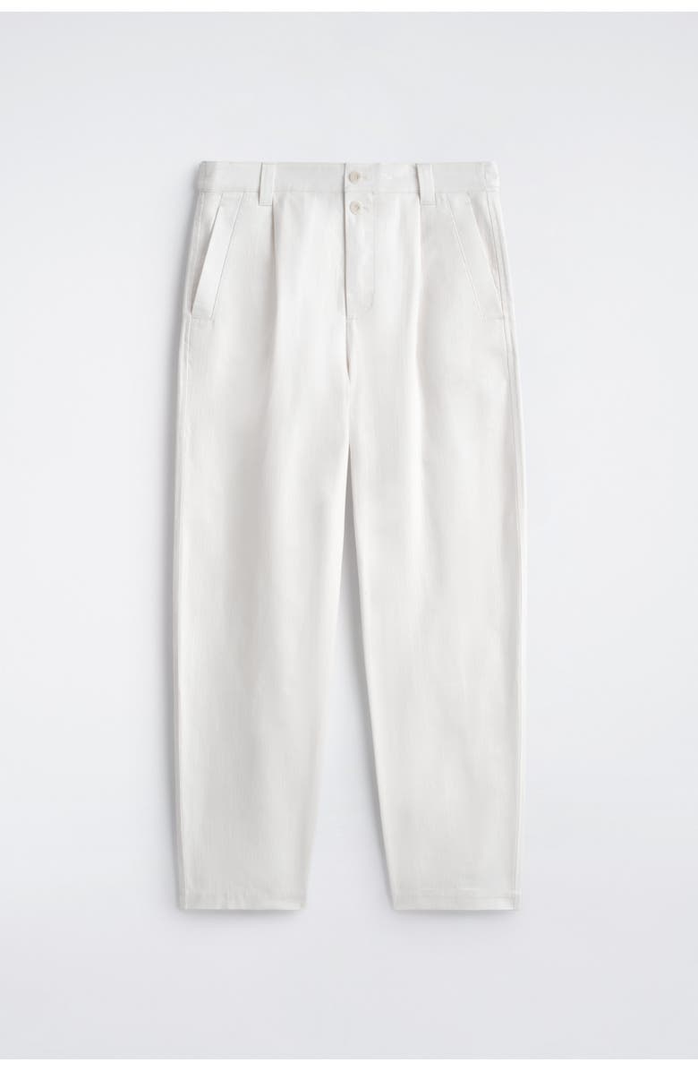 COS Denim-herringbone Relaxed-fit Tapered Trousers, Alternate, color, White