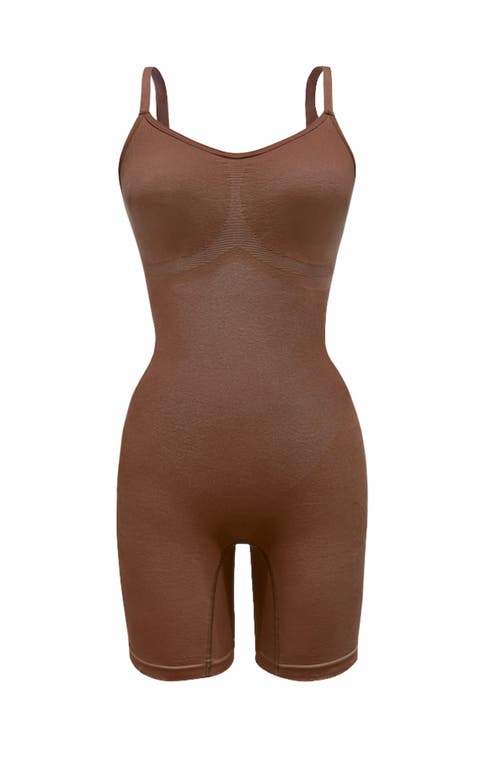 Proclaim Mid-thigh Plant-based Shapewear Bodysuit In Deep Nude
