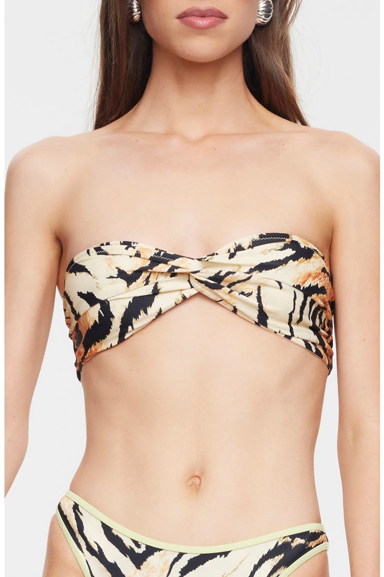 Bella Twisted Bandeau Bikini Top, Main, color, TIGER