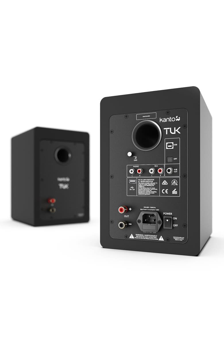 Kanto TUK Premium Powered Speakers with SE6 Elevated Desktop Speaker Stands, Alternate, color, Black