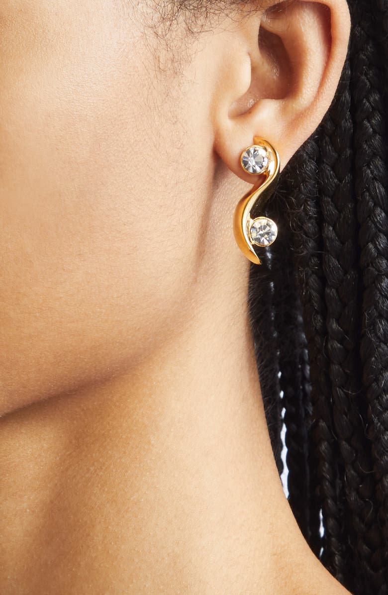 Oscar de la Renta Crystal Wave Earrings, Alternate, color, Crystal