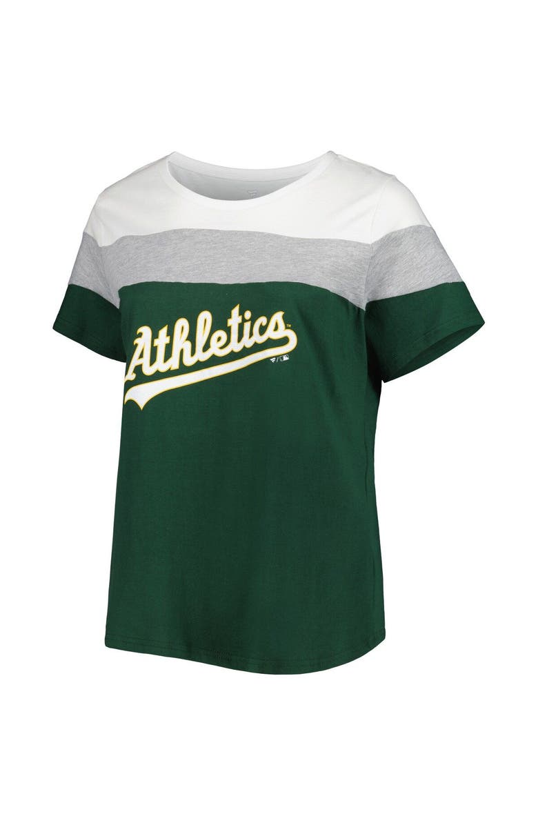 PROFILE Women's White/Green Oakland Athletics Plus Size Colorblock T-Shirt, Alternate, color, Hunter Green