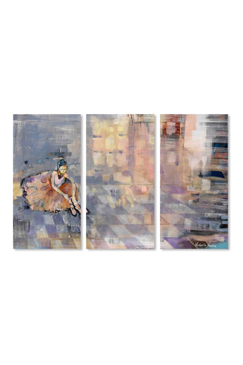 Ballerina Canvas Triptych Wall Art, Main, color, GREY