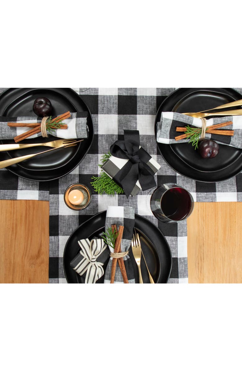 Solino Home Linen Table Runner - Buffalo Check, Alternate, color, Black And White