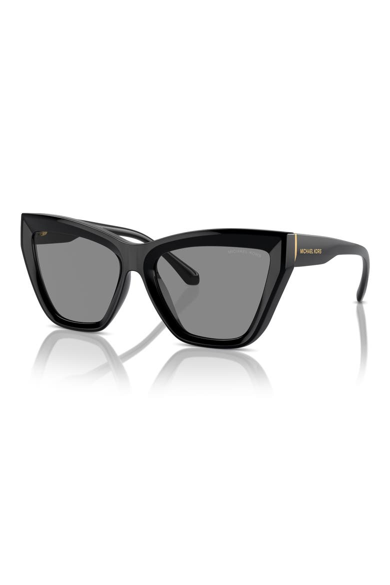Dubai 57mm Cat Eye Sunglasses, Alternate, color, BLACK / DARK GREY SOLID