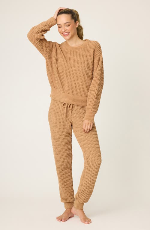 Pj Salvage Chenille Waffle Knit Lounge Sweater In Brown