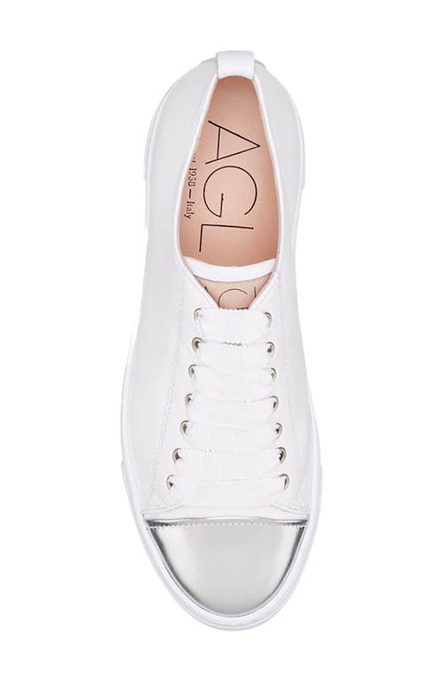 Agl Attilio Giusti Leombruni Agl Mollie Metallic Toe Platform Sneaker In White