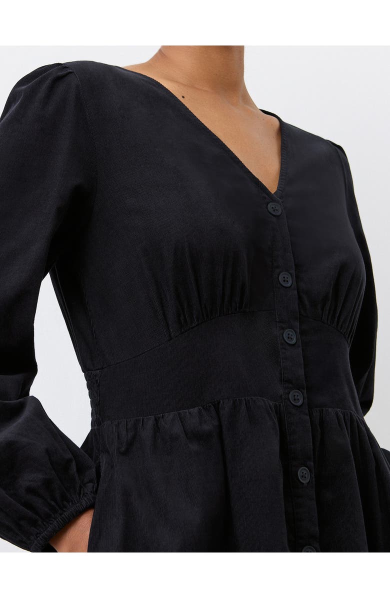 Finery London Arizona Long Sleeve Corduroy Midi Dress, Alternate, color, Black