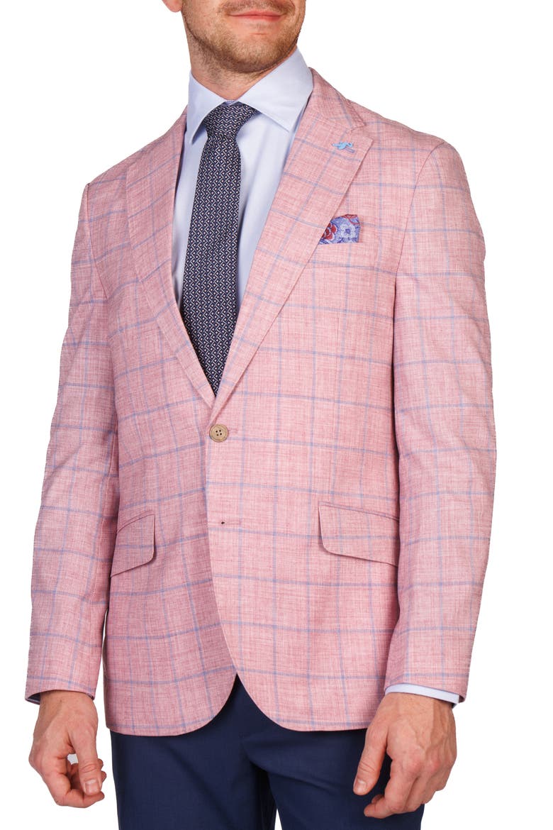 Textured Yarn Dyed Windowpane Sport Coat, Alternate, color, SUNWASHED RED