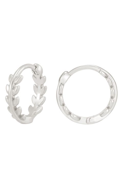 Leaf Huggie Hoop Earrings