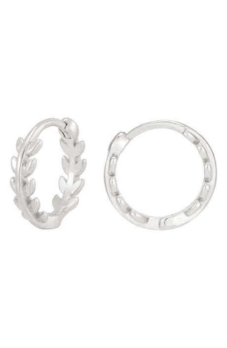 Leaf Huggie Hoop Earrings