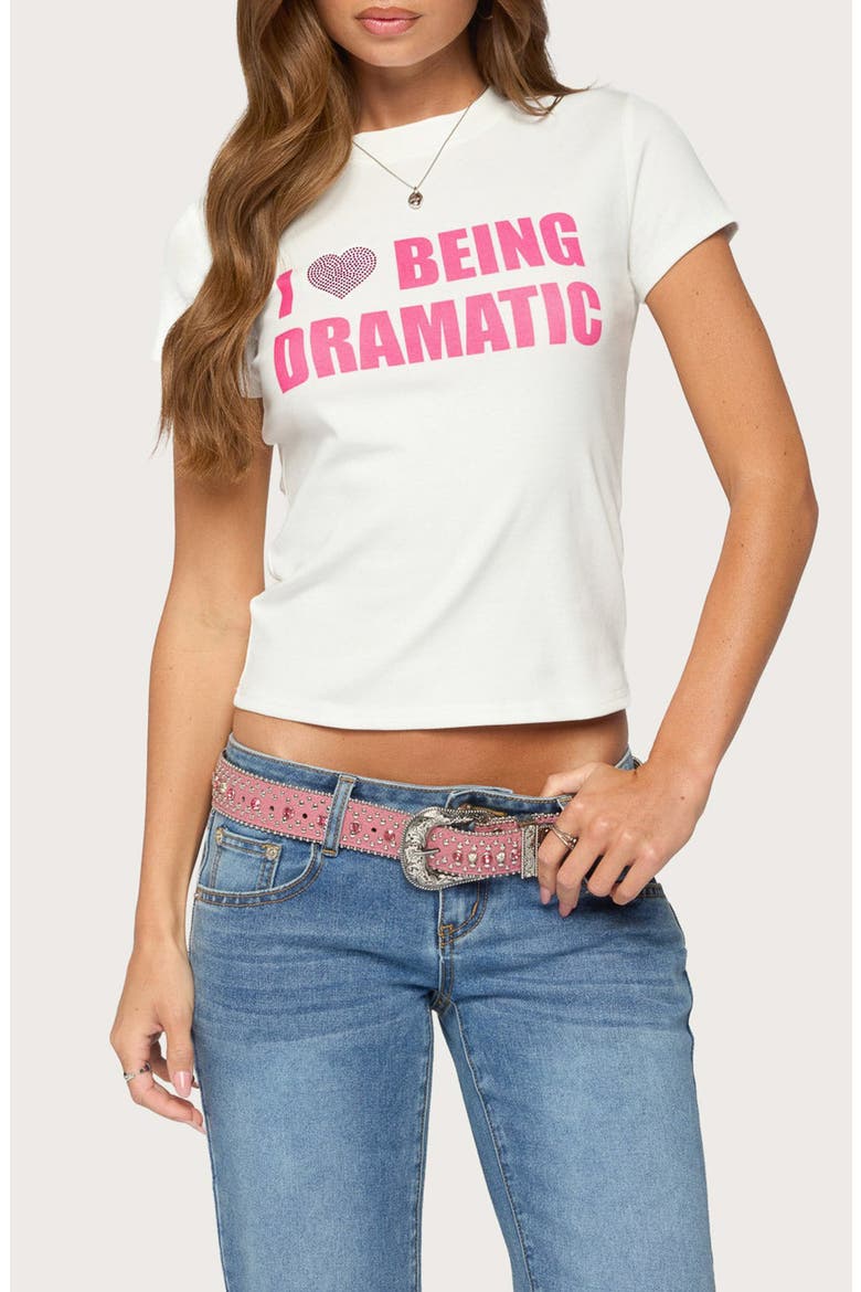 Drama Queen Rhinestone Graphic T-Shirt, Main, color, WHITE
