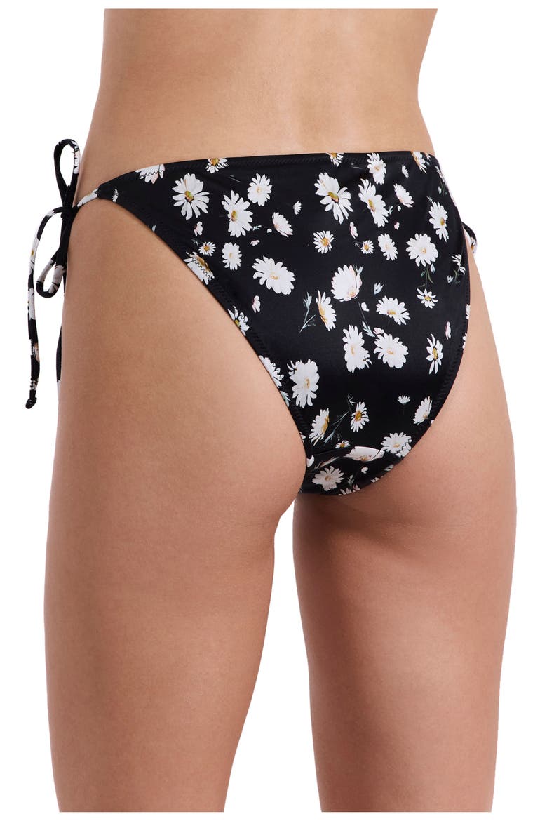 Marguerite Side Tie Bikini Bottom, Alternate, color, Black-White-Yellow