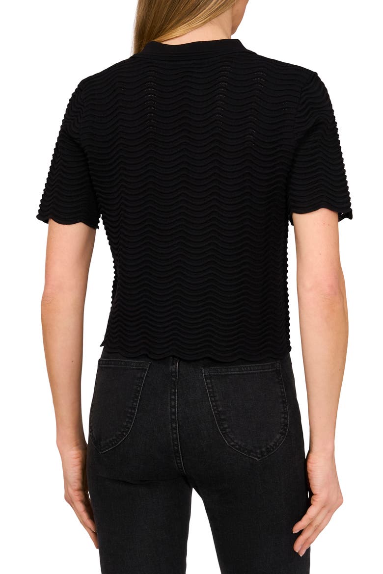 Scallop Stitch Polo Sweater, Alternate, color, RICH BLACK