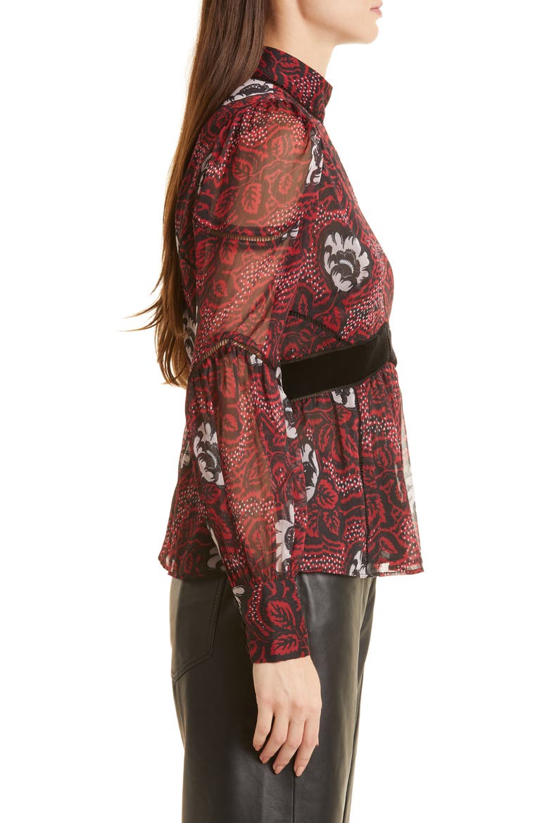 Alexxei Ladder Trim Pullover Blouse, Alternate, color, RED