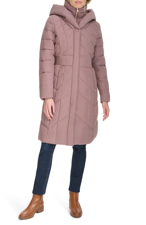 Taffeta Puffer Coat with Quilted Zip Bib
