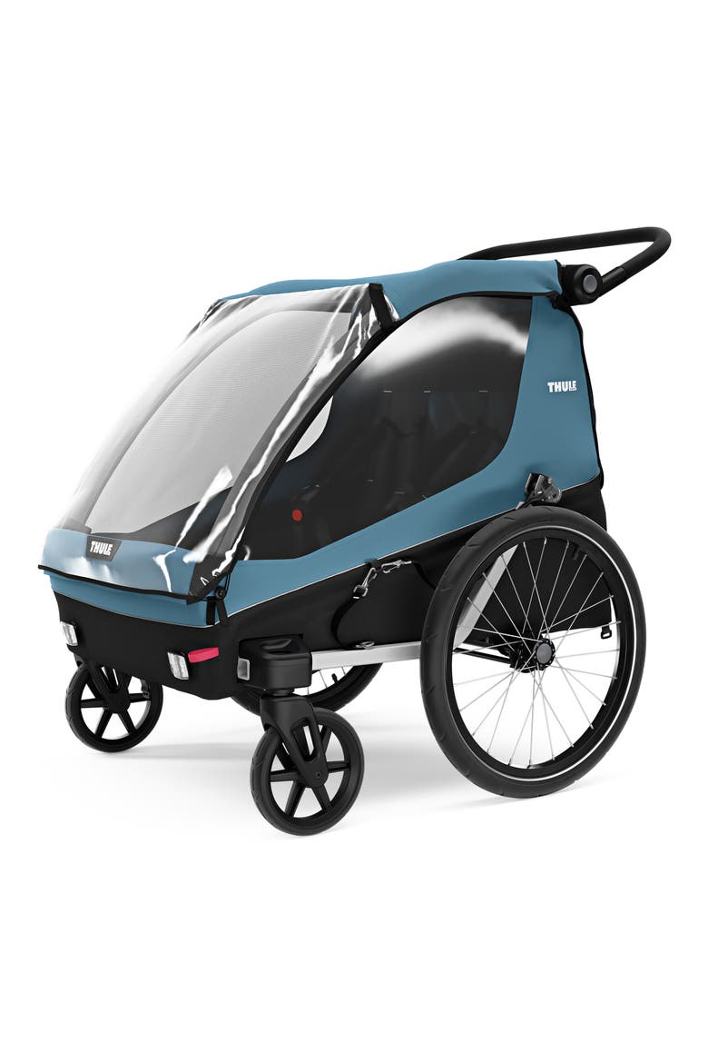 Courier 2-Seat Kids Cargo Bike Trailer, Main, color, AEGEAN BLUE