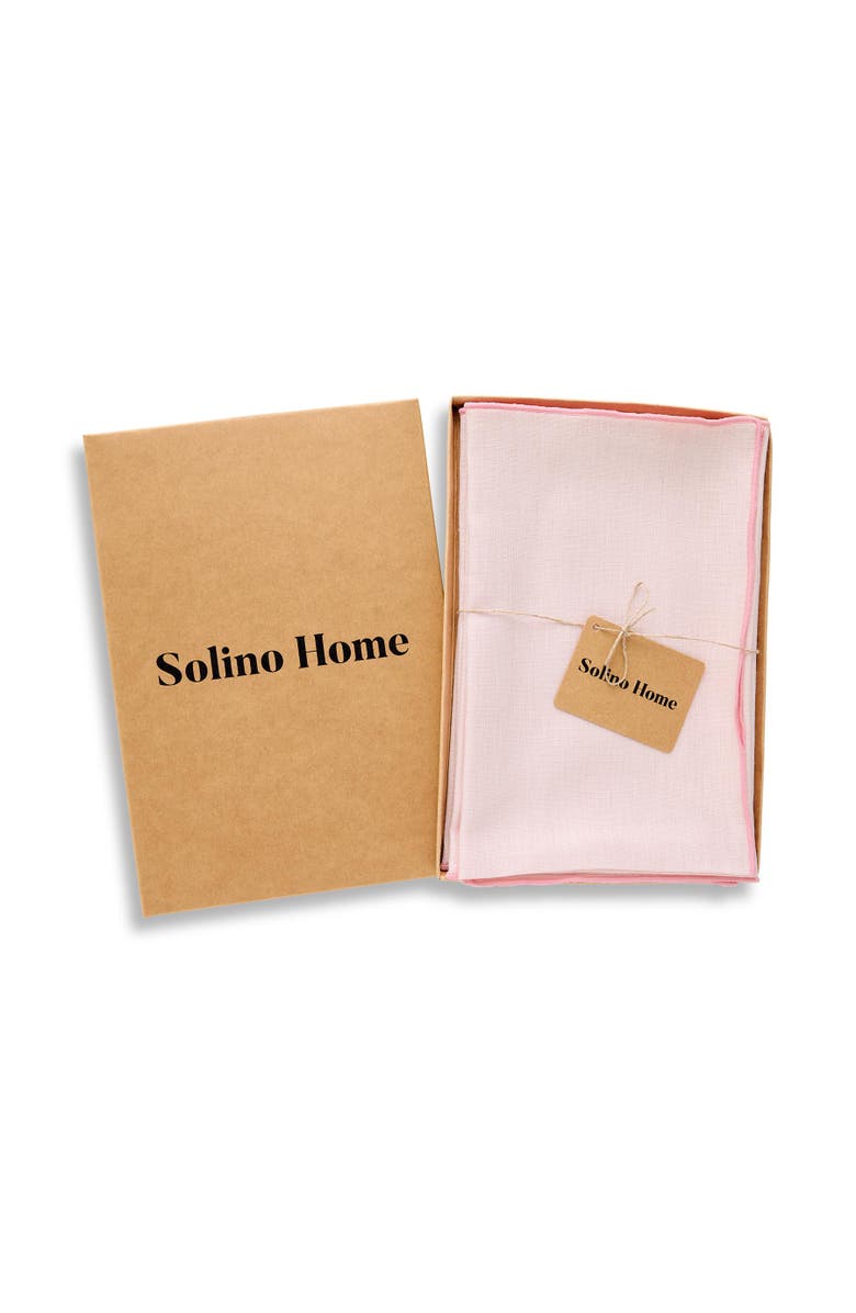 Solino Home Linen Dinner Napkins - Bianca Merrow Stitch, 20" x 20" Inch, Alternate, color, Pink