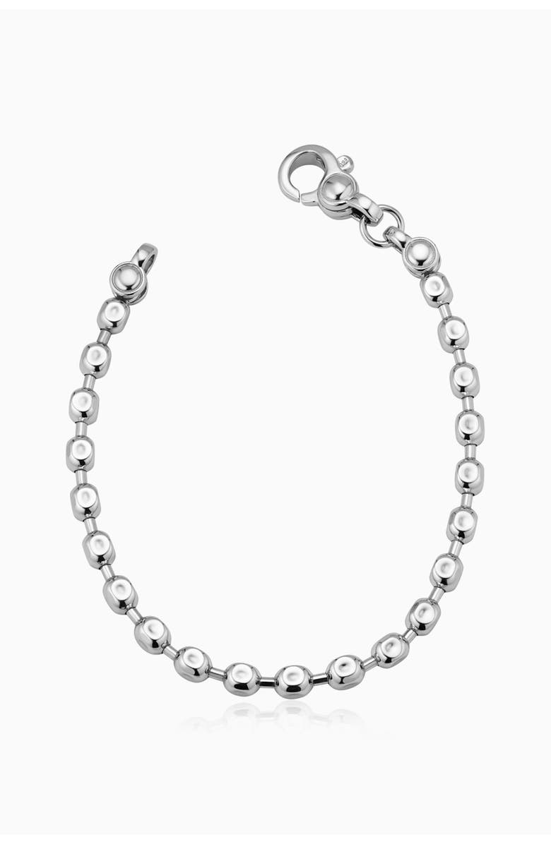 Oradina Mens Axis Bead Bracelet in Sterling Silver, Main, color, Silver