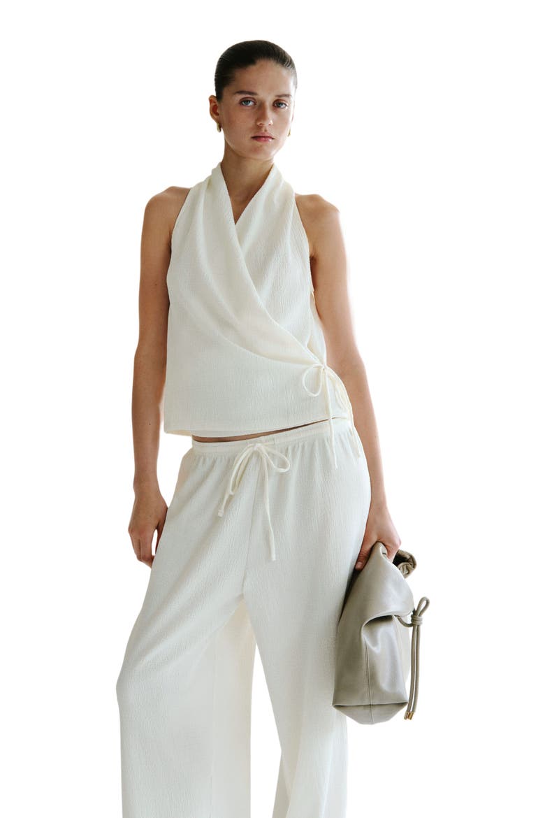 Textured Drawstring Trousers, Alternate, color, Cream