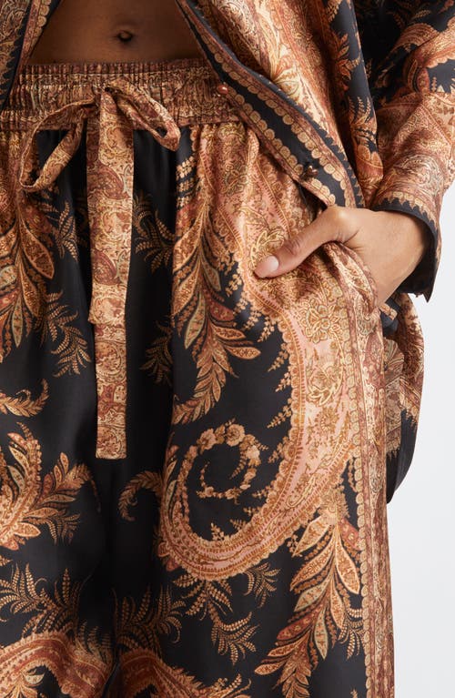 Zimmermann Multicolor Pants With Belt And All-over Paisley Motif In Silk Woman In Brown