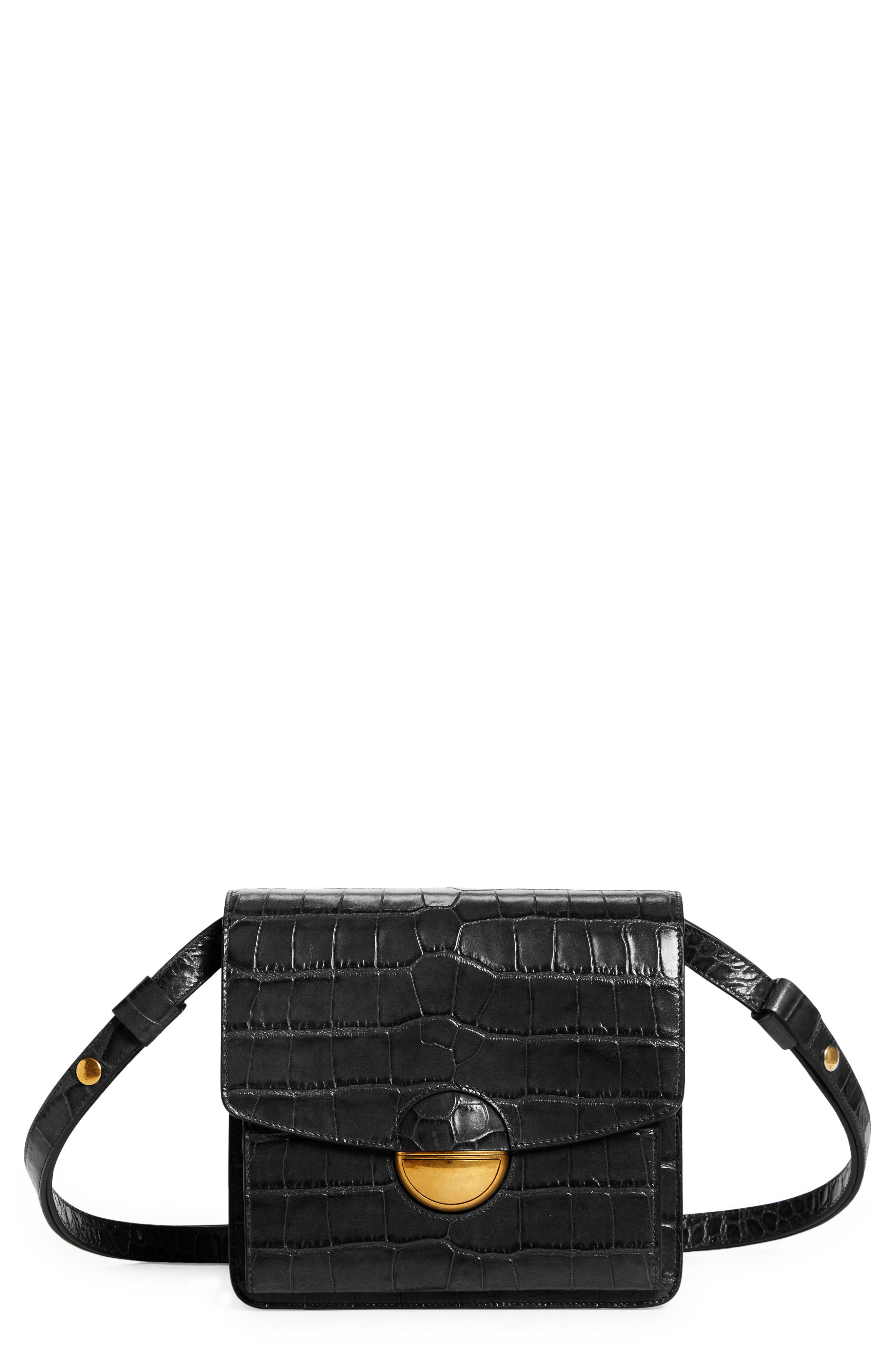 Proenza Schouler Dia Croc Embossed Leather Bag, Main, color, 