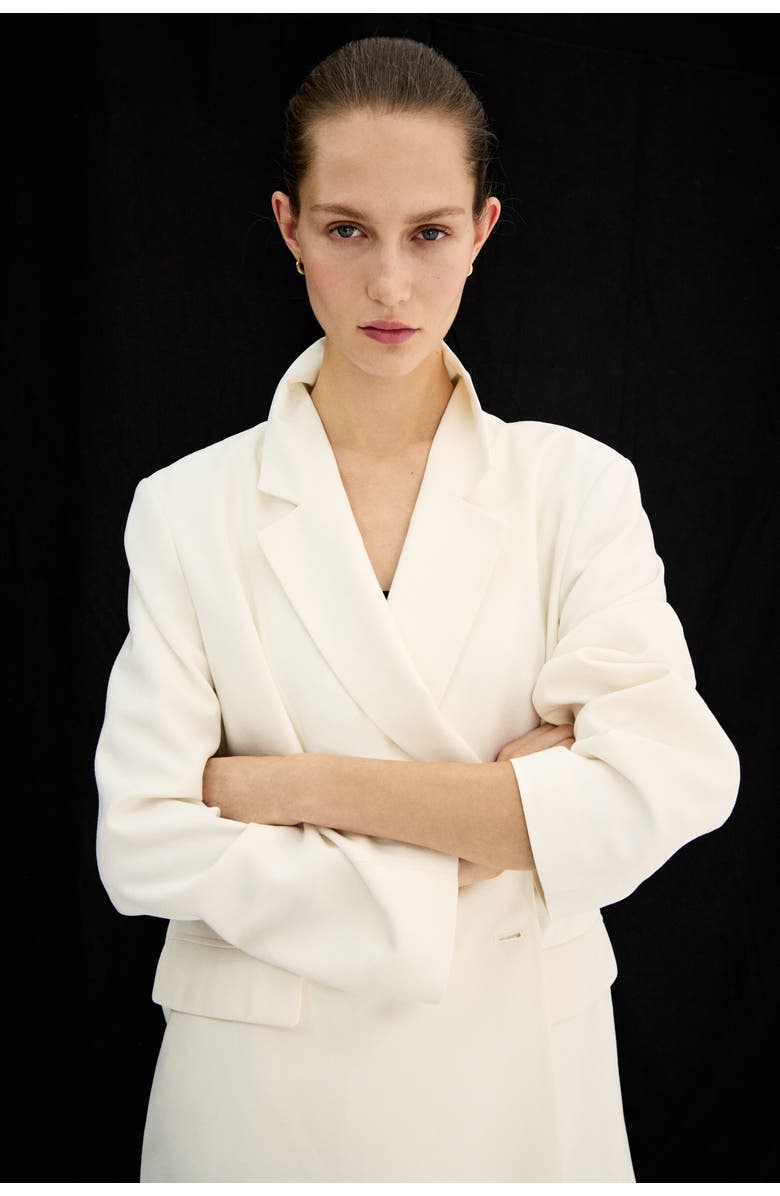 H&M Double-breasted Blazer, Alternate, color, Cream