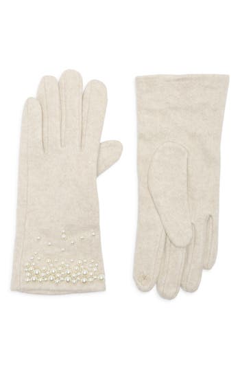 Ted Baker London Faux Pearl Embellished Gloves In White