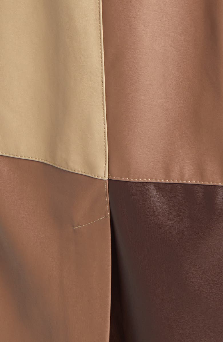 ASOS DESIGN Patchwork Faux Leather Trench Coat, Alternate, color,